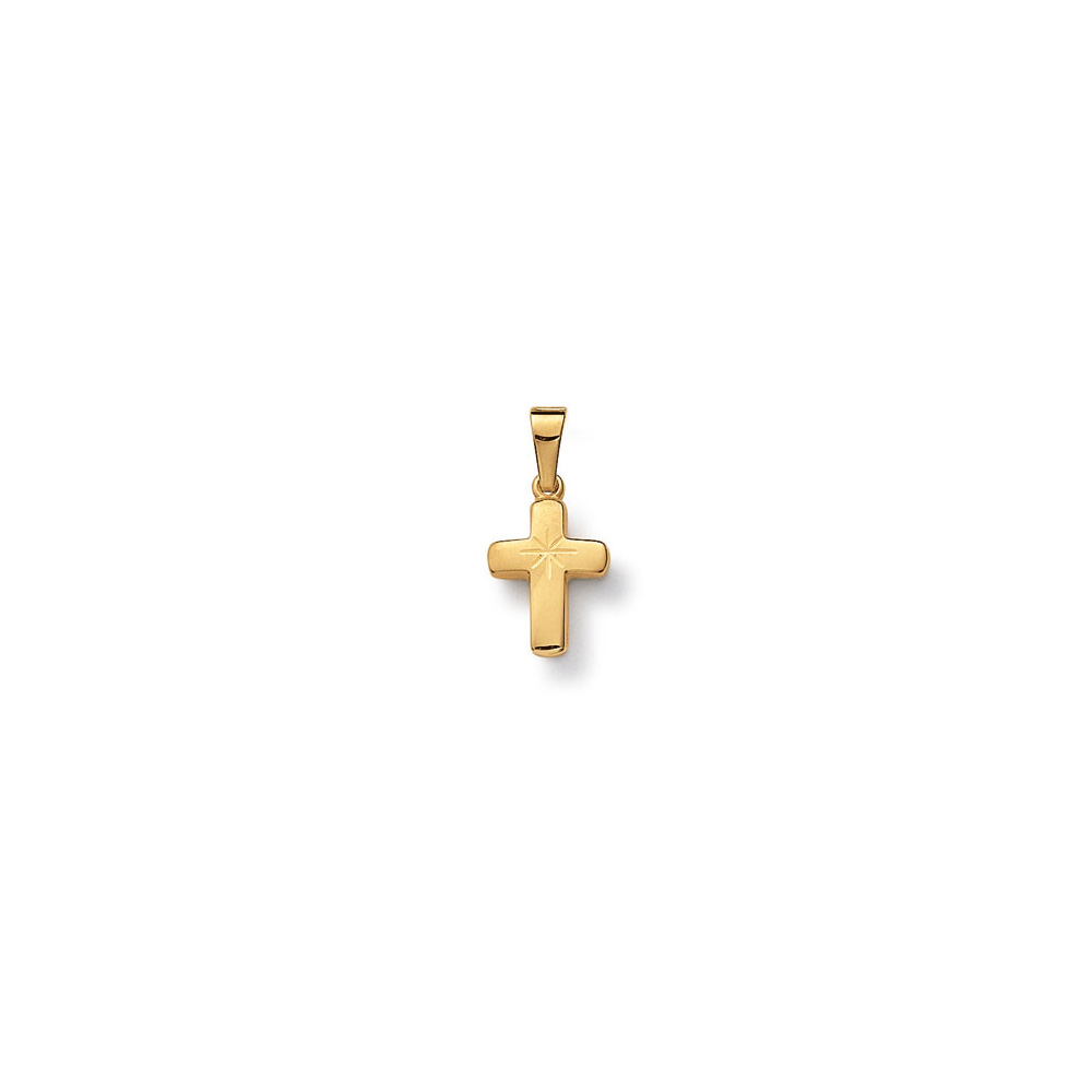 Anhänger Kreuz mit Gravur in gold - 333er Gold